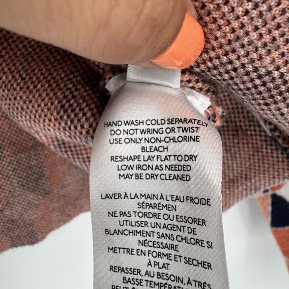 Anthropologie Maeve Sweater Womens Orange Navy Motif Carys Mock Neck‎ Small - Picture 6 of 7